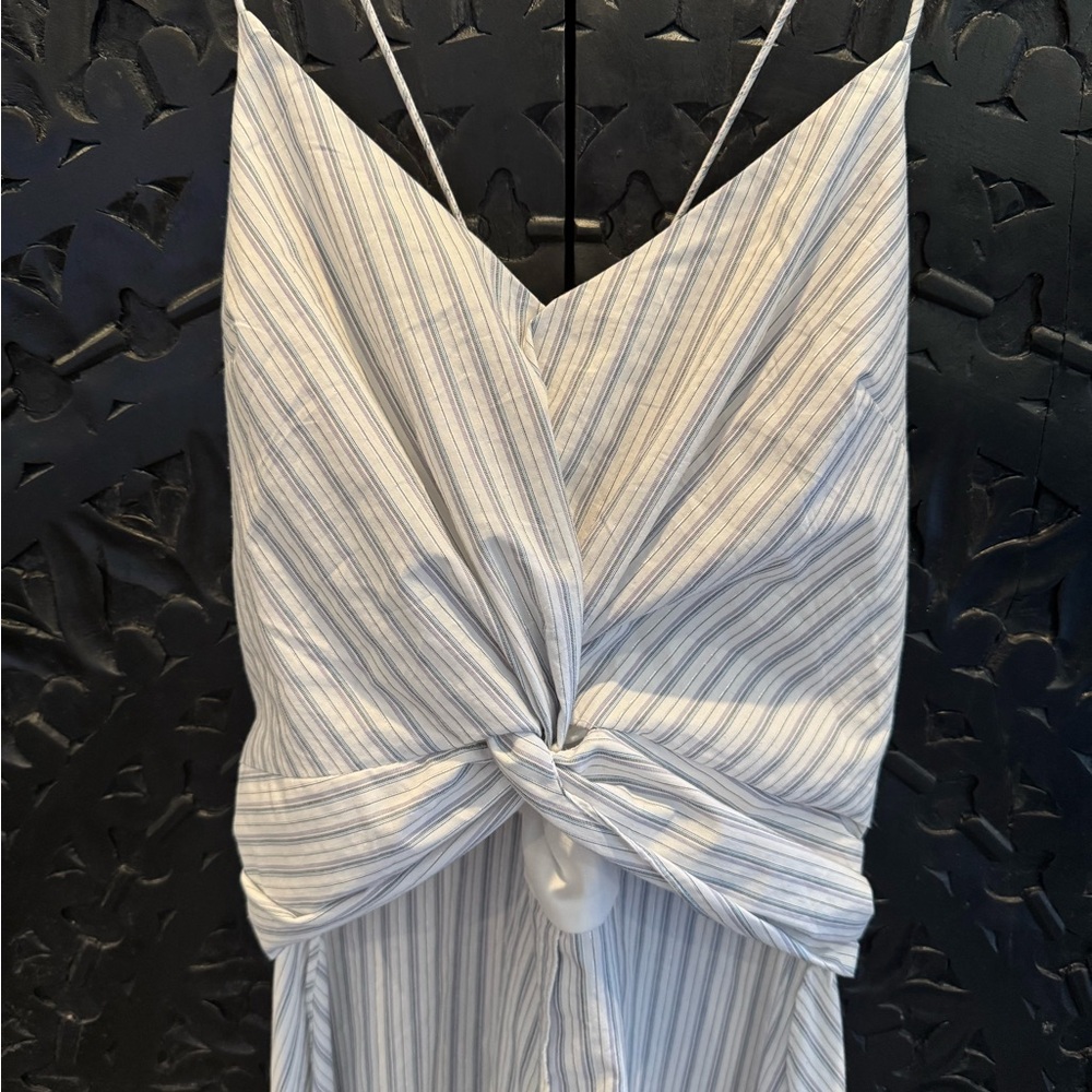 Lurex Striped Knot-Front Hi-Low Top